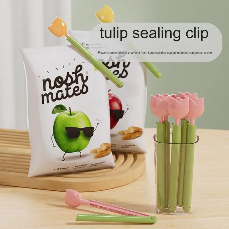 Tulip Magnetic Food Bag Sealing Clips | Fresh-Keeping Fridge Clips Food Bag Clips Babs