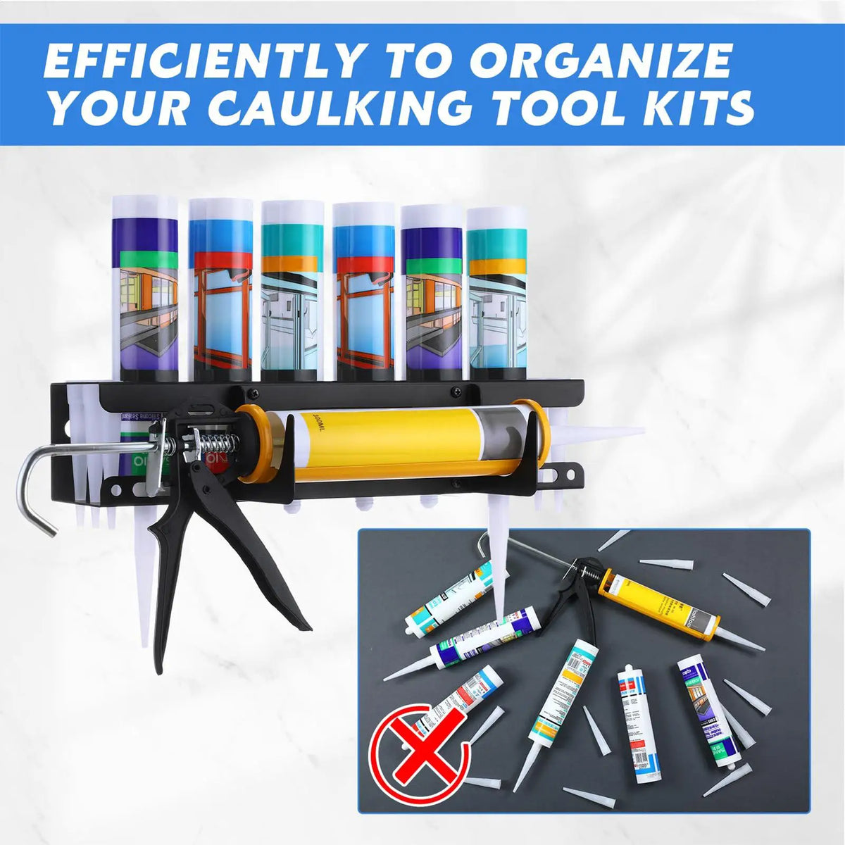 Wall Mount Caulk Tube Storage Organizer – Steel Rack Tool Storage Rack Babs