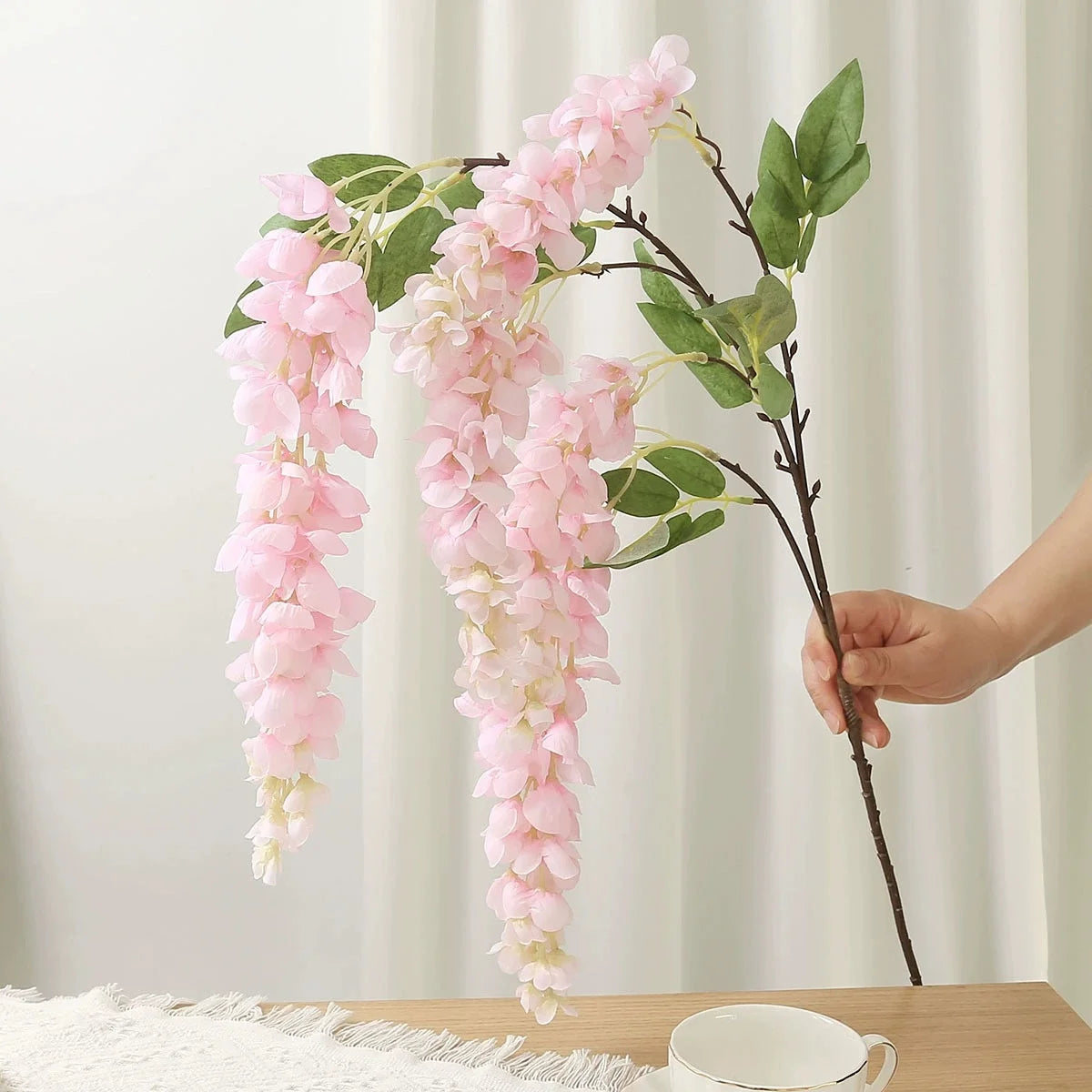 120cm Artificial Wisteria Garland – 5-Fork Hanging Vine Decor Artificial Flower Garland Babs Pink