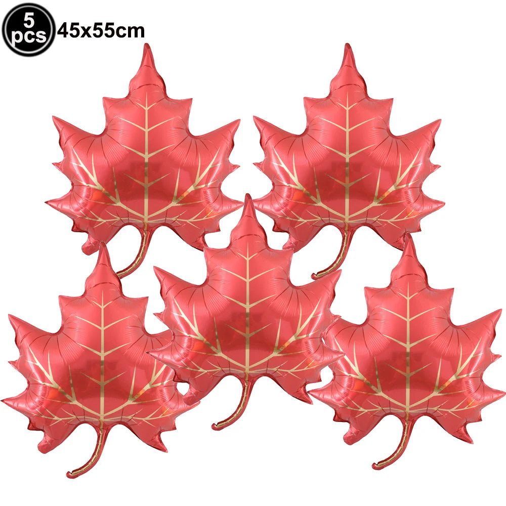 5-Piece Thanksgiving Foil Balloon Set – Maple Leaf, Acorn & Squirrel Party Foil Balloons Babs MINT GREEN As show