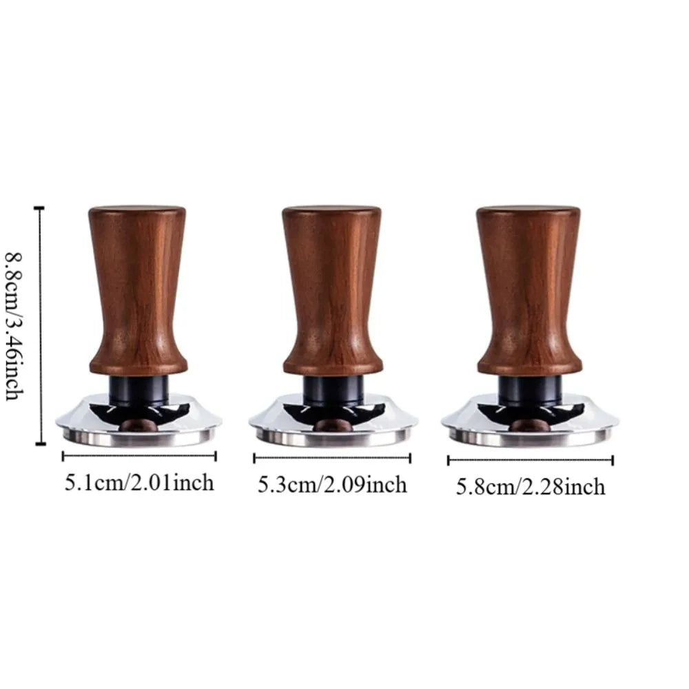 51/53/58MM Coffee Tamper – Wood Handle & Spring Leveler Coffee Tamper Babs