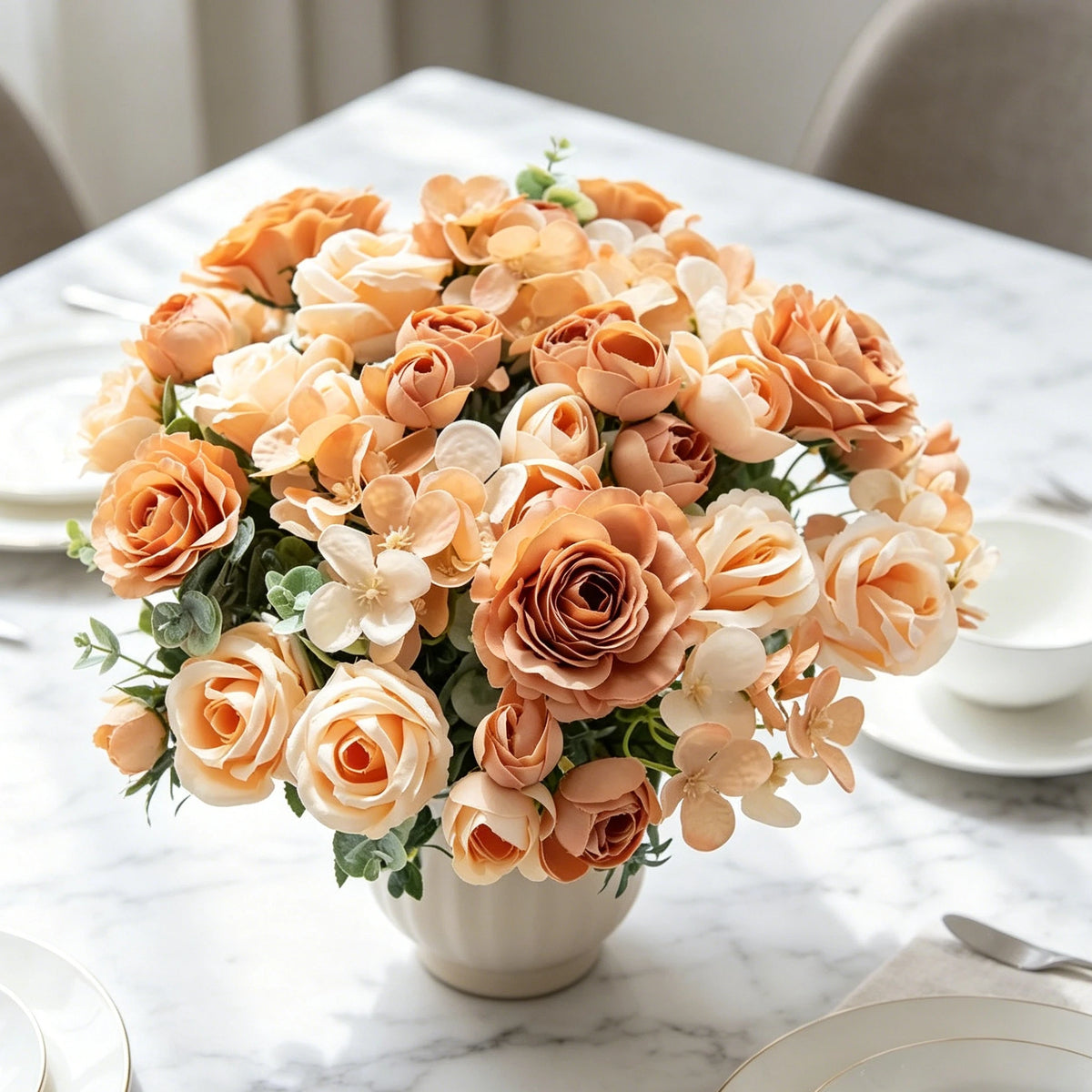 Silk Rose Artificial Flower Bouquet – Wedding & Home Décor Artificial Flower Bouquet Babs