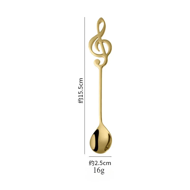4-Piece Musical Note Rose Gold Stainless Steel Teaspoons Set Coffee Teaspoon Set Babs 02
