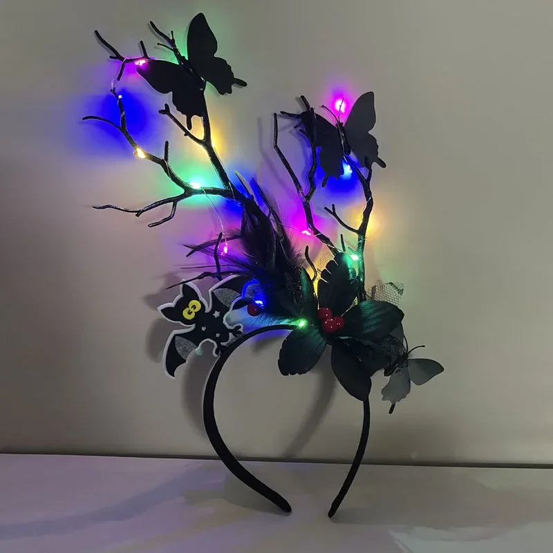 Halloween LED Light-Up Antler Headband | Glow Party Cosplay LED Party Headband Babs