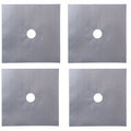 4-Pack Gas Stove Protector Liner Mats – Non-Stick Reusable Stove Liner Mats Babs Silver 4PCS
