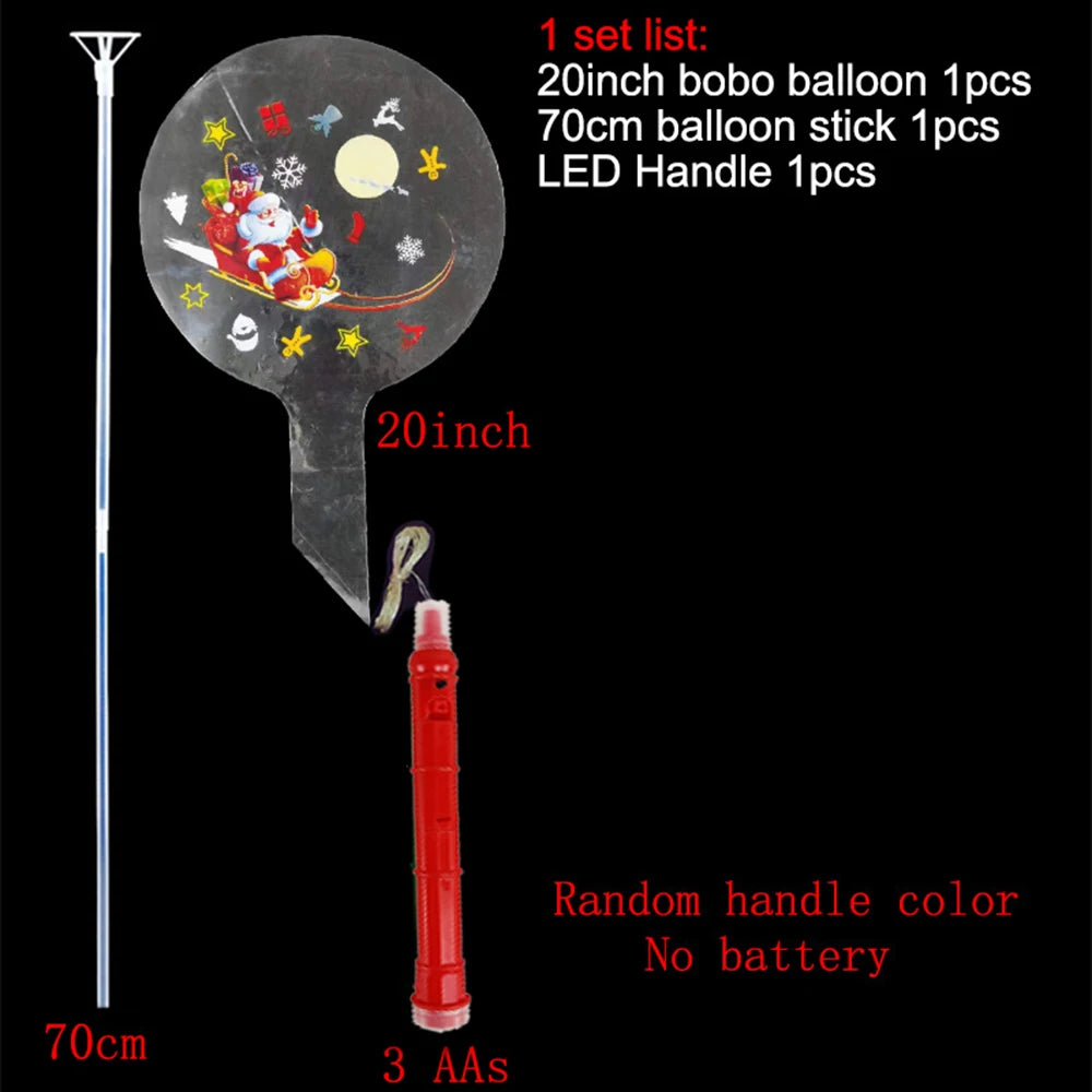 Christmas LED BoBo Balloons Set – Flashing Handle & 70cm Stick LED Party Balloons Babs Red D 1 Pack
