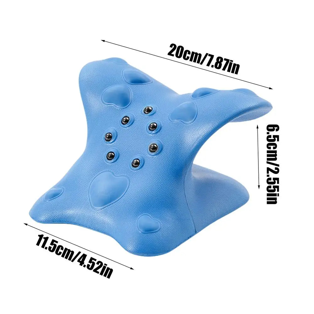 C-Shape Neck Stretcher & Shoulder Relaxer Massage Pillow Neck Stretcher Pillow Babs Blue 1pcs