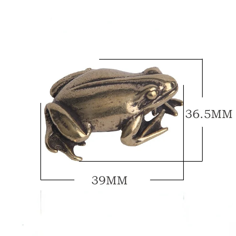 Retro Brass Frog Figurine – Copper Toad Desktop Ornament Tea Pet Decorative Figurine Babs