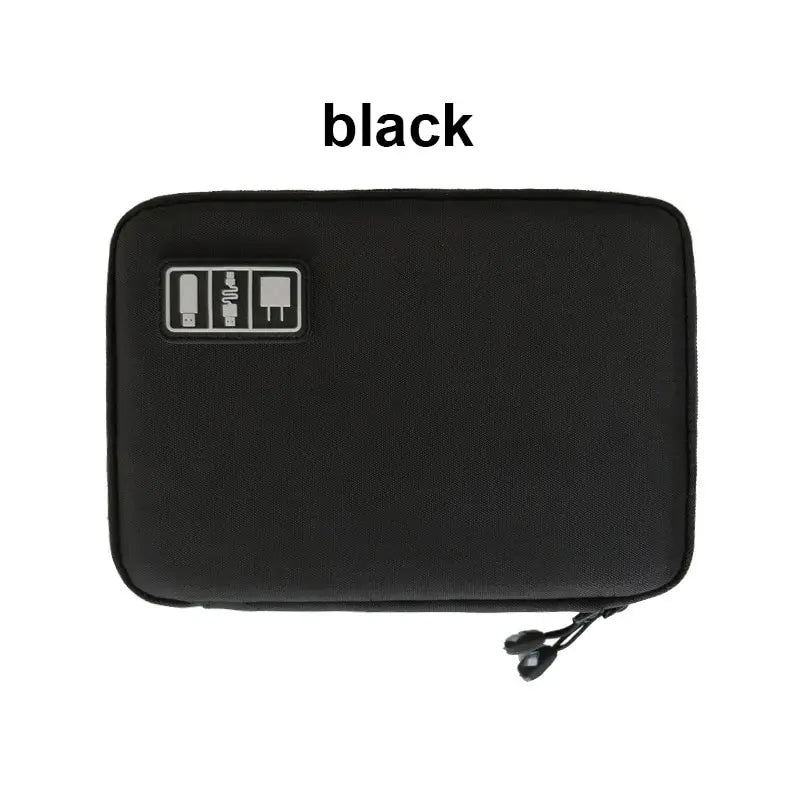 Waterproof Nylon Electronic Organizer Bag | USB Cable & Charger Electronic Organizer Bag Babs 1pc Black Green