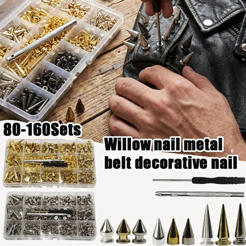 Pyramid Metal Spike Studs Screw-Back Rivets – 80–160 Sets DIY DIY Craft Rivets Babs