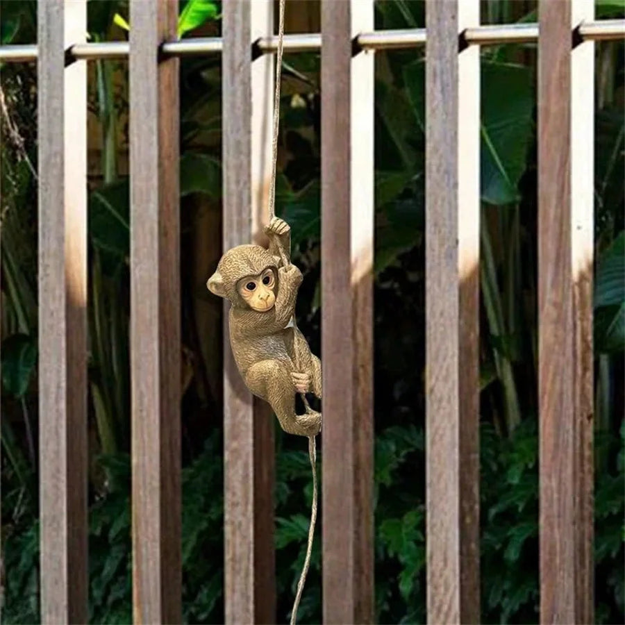 Hanging Monkey Gorilla Resin Statue | Outdoor Yard Art Sculpture Garden Animal Sculpture Babs