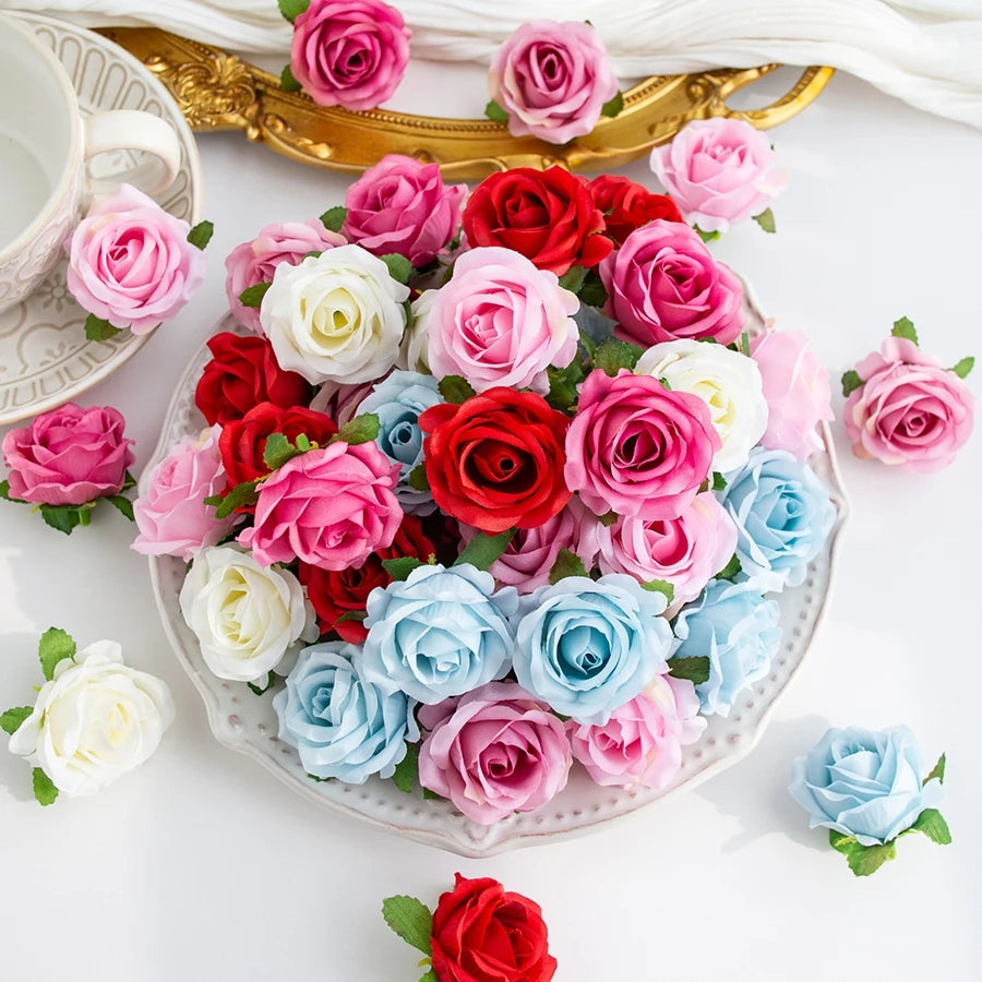 Silk Rose Flower Heads 5/10 Pcs – Wedding & DIY Decor Artificial Silk Flowers Babs