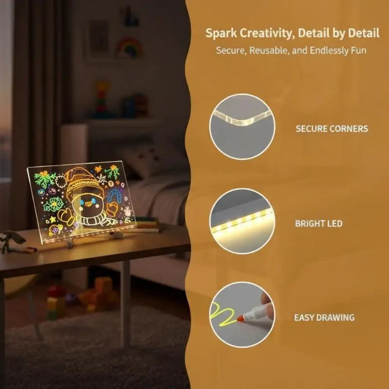 Kids Luminous Erasable Light-Up Drawing Board | Art & Message Light-Up Drawing Board Babs