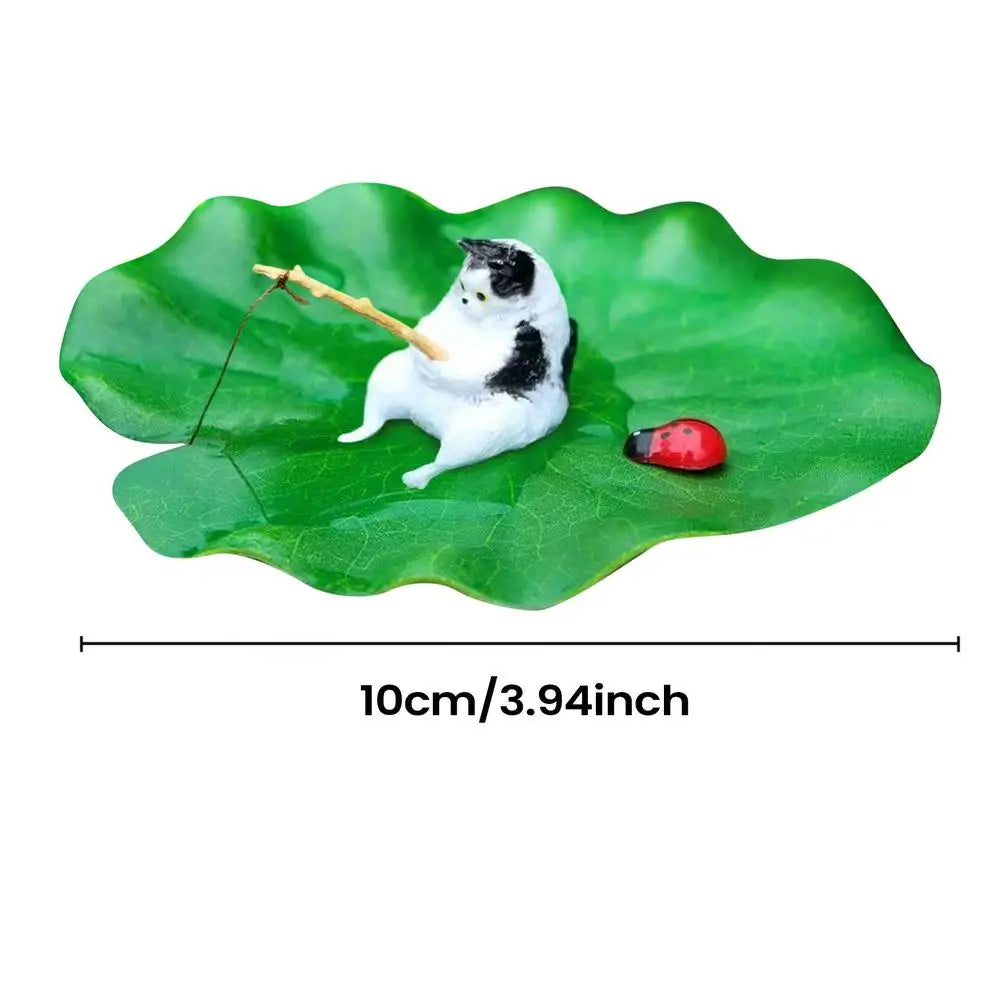 Lily Pad Fishing Cat Floating Aquarium Ornament | Resin Decor Aquarium Ornament Babs 05