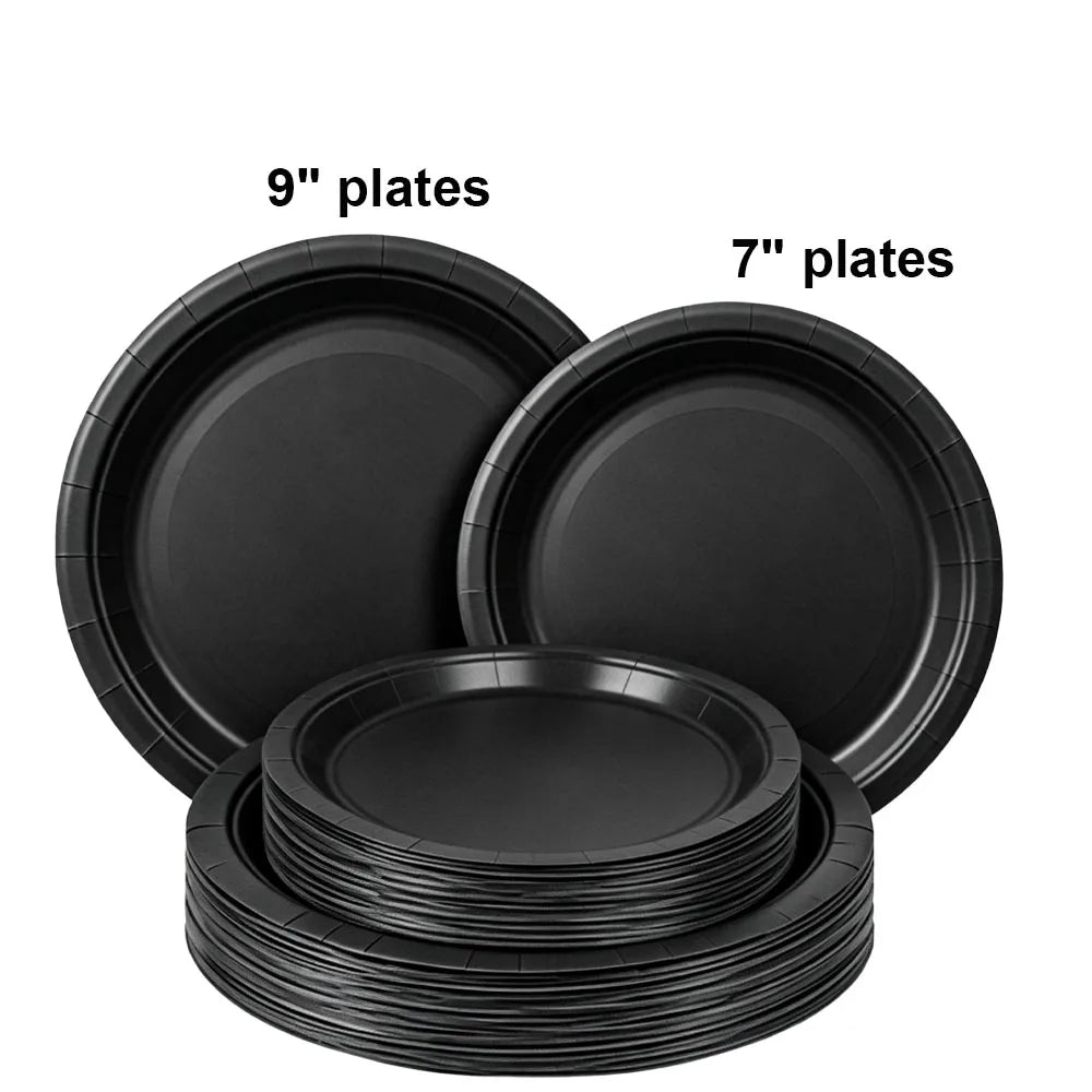 Disposable Paper Plates 7" & 9" Set – Party & Event Supplies Disposable Paper Plates Babs black 20pcs