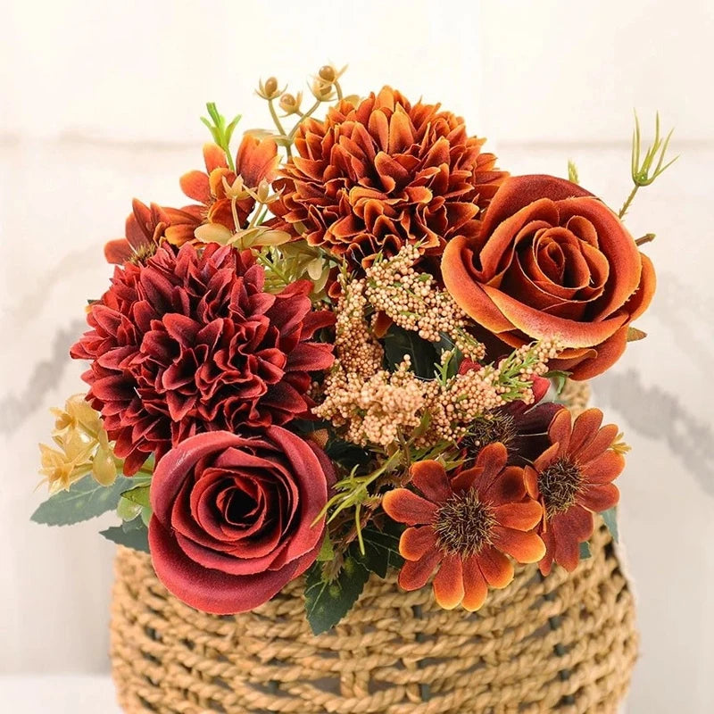 Silk Daisy Rose Artificial Flower Bouquet – Wedding & Home Décor Artificial Flower Bouquet Babs