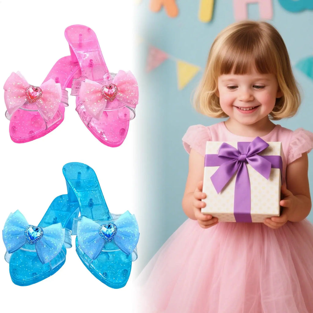 Princess Crystal Shoes Girls Dress-Up Toy High Heels Dollhouse Dress-Up Toy Shoes Babs