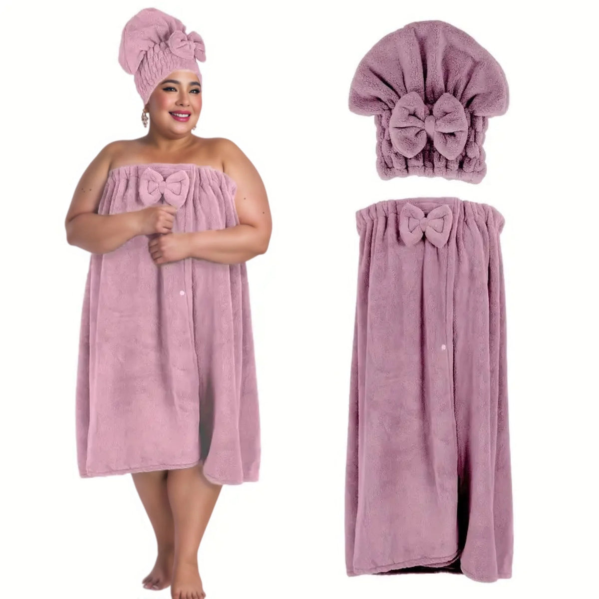 Women's Bath & Hair Towel Wrap Set – Quick-Dry Spa (2 Sets) Bath Towel Wrap Set Babs Purple
