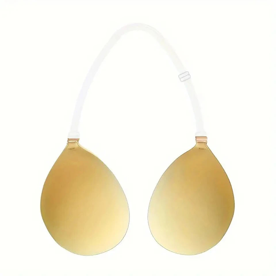 Silicone Adhesive Strapless Bra | Invisible Push Up Nipple Cover Adhesive Strapless Bra Babs Beige S