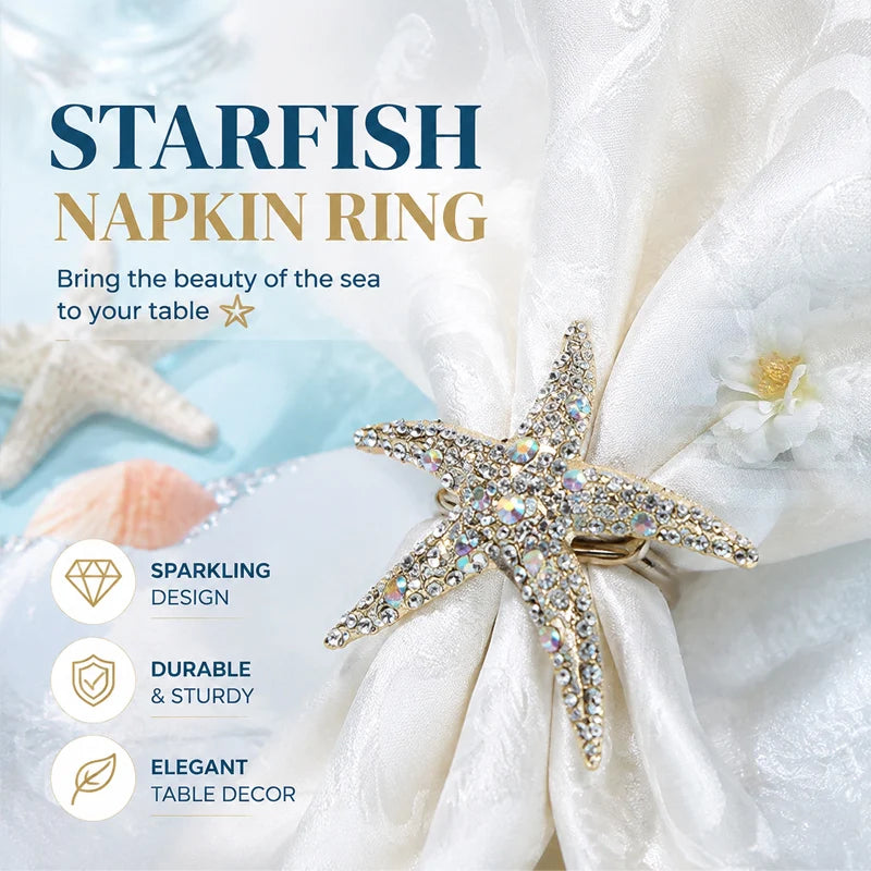 Starfish Seashell Napkin Rings – Beach Wedding Table Decor Napkin Rings Babs