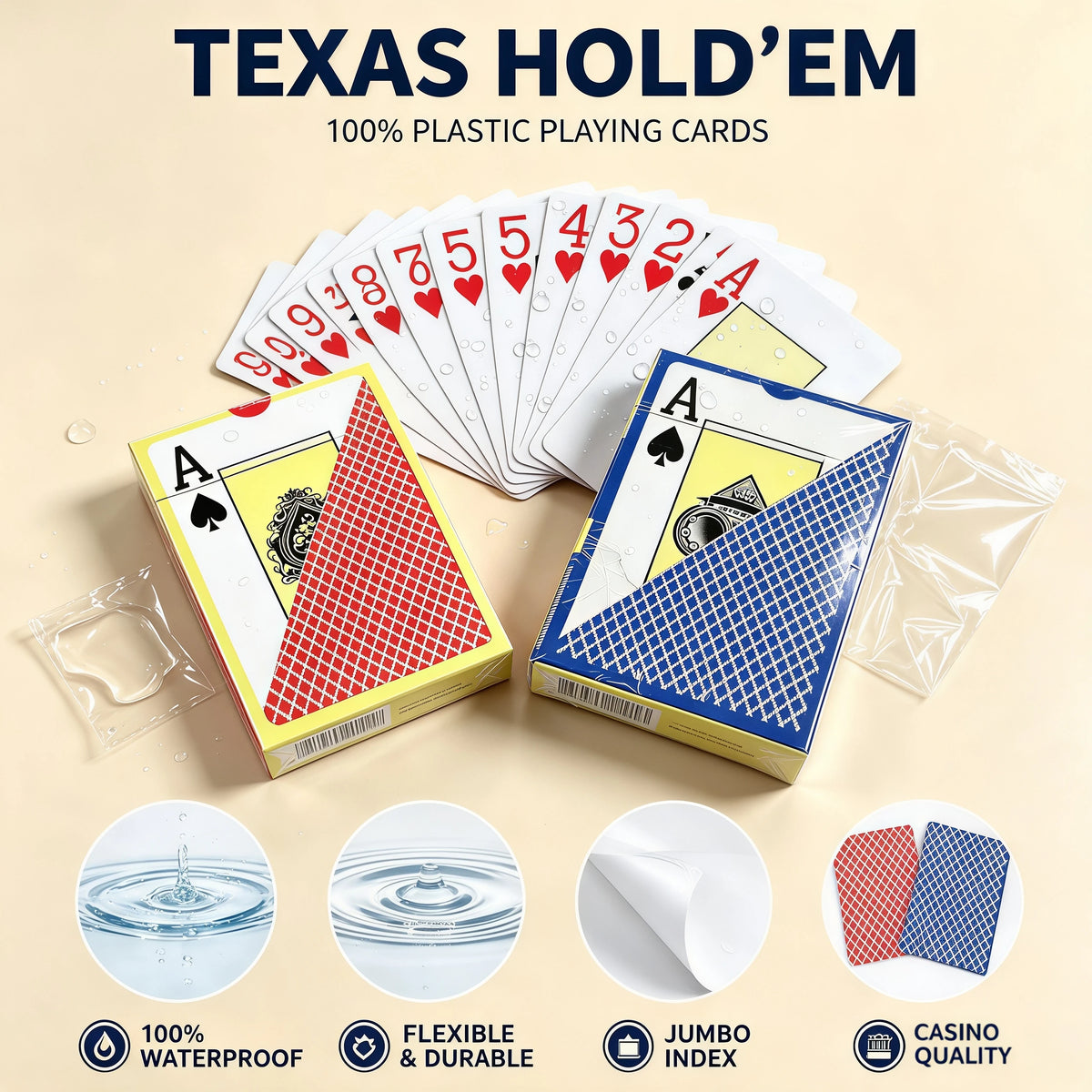 Waterproof PVC Playing Cards – Large Font Poker Deck Playing Card Deck Babs