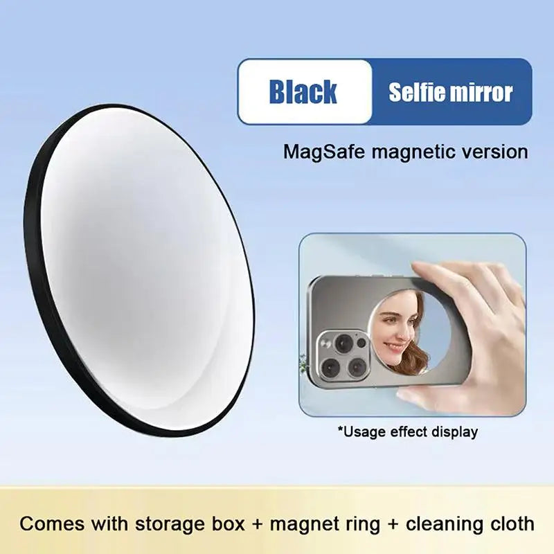 Magnetic Convex Selfie Mirror for Vlogging & Streaming Selfie Mirror Accessory Babs black