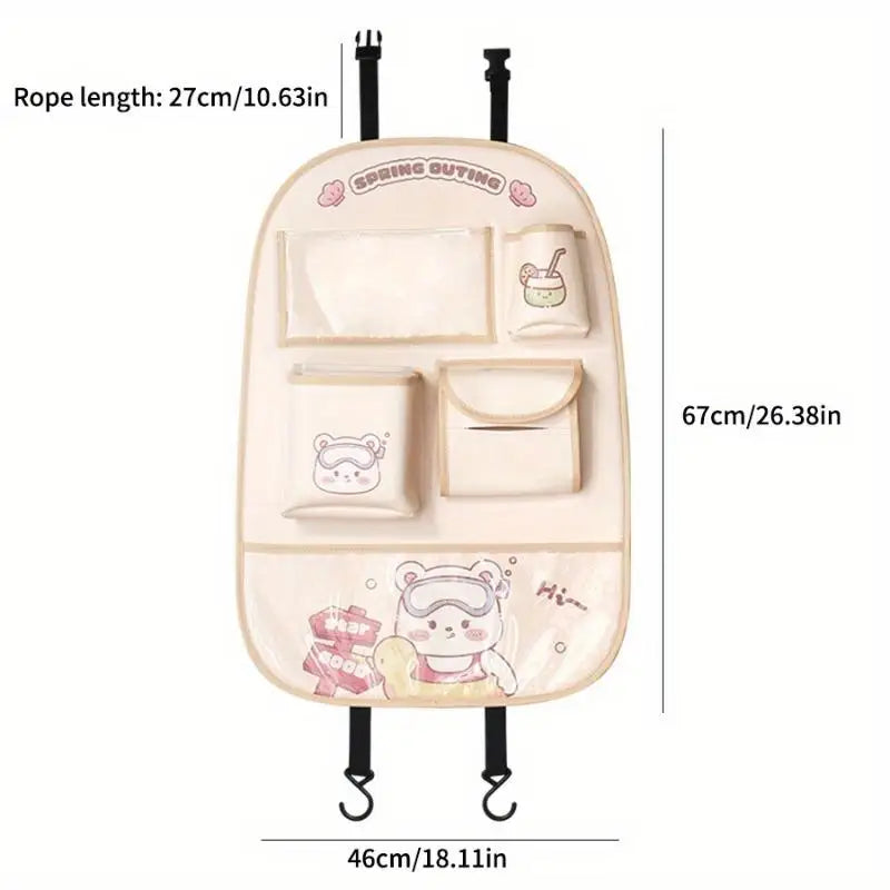 Cartoon Car Seat Back Organizer & Kick Mat – Bear & Bunny Car Seat Organizer Babs