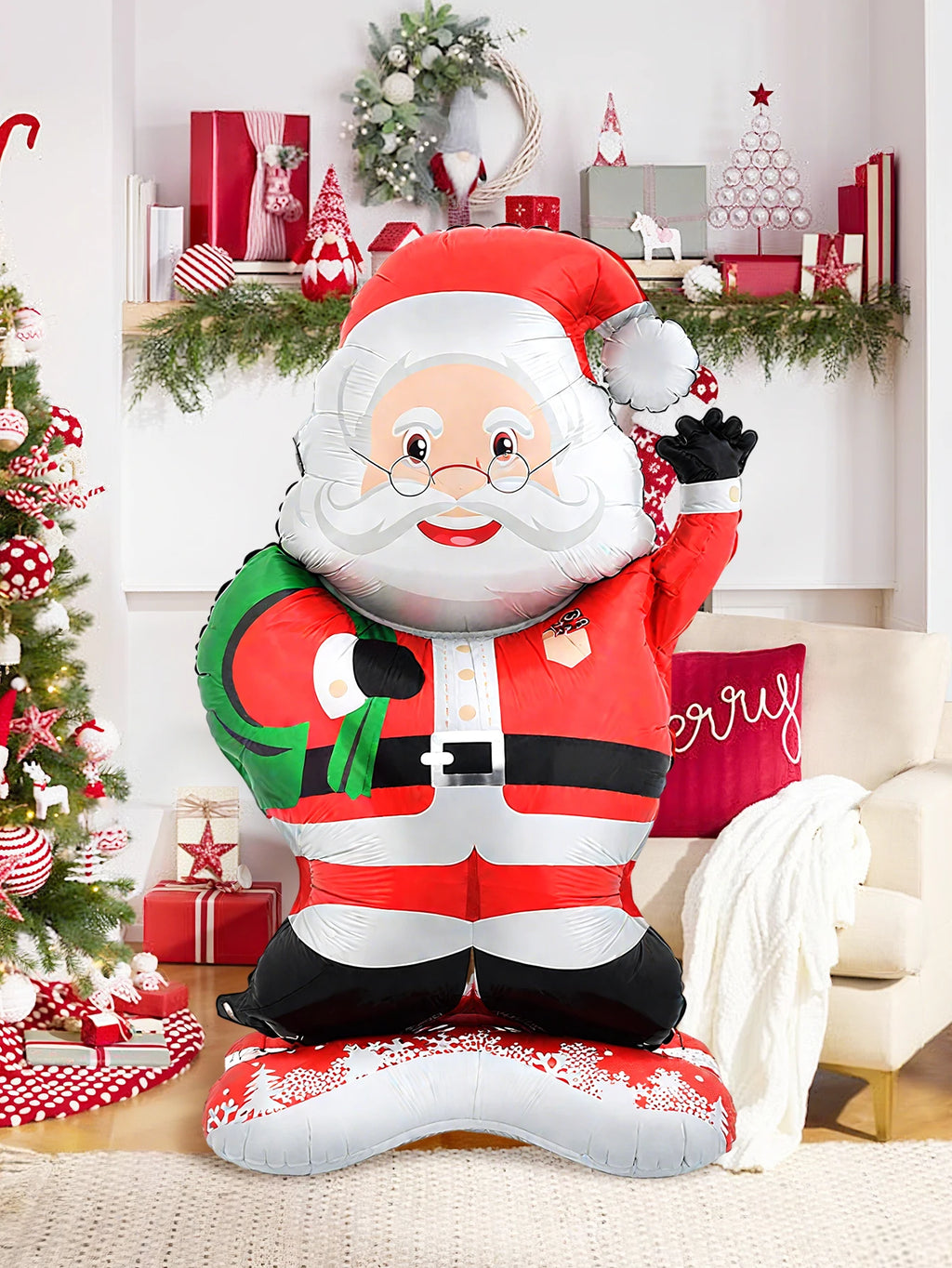 Standing Santa Claus Foil Balloon – Christmas Party Decor Holiday Foil Balloon Babs