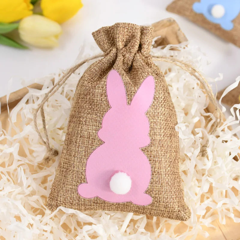 6pcs Easter Burlap Bunny Candy Treat Bags – Party Gift Supplies Easter Party Bags Babs