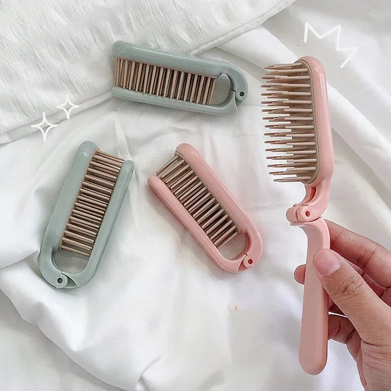 Babs Mini Folding Air Cushion Hair Brush – Anti-Static, Portable Folding Hair Brush Babs