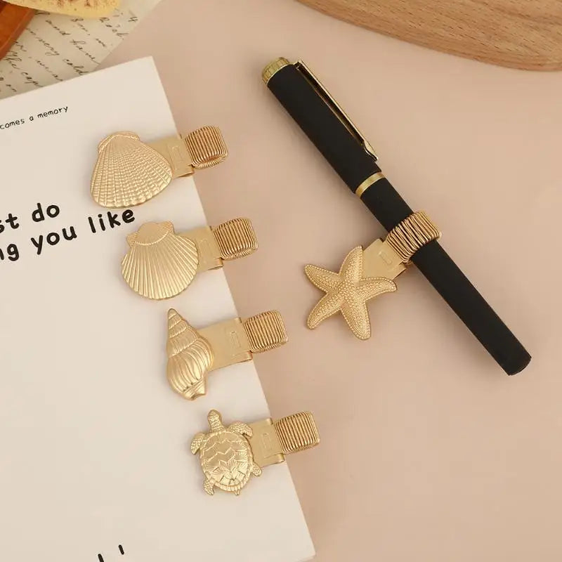 Ocean Turtle Metal Pen Clip – Spring Loaded Notebook Pen Holder Metal Pen Clip Babs