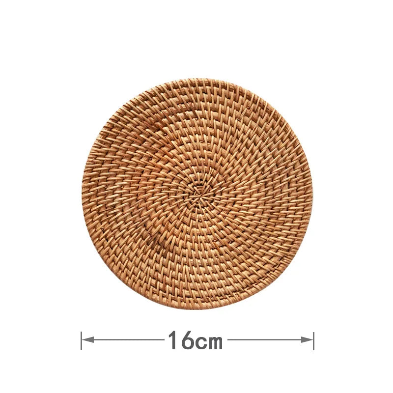 Handcrafted Round Rattan Placemats & Coasters – 8–20cm Rattan Placemat Coaster Babs 16CM 1PCS Round