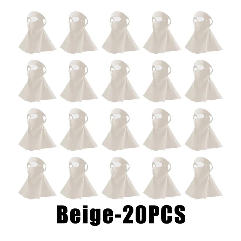 UPF50+ Ice Silk Sun Protection Mask & Neck Scarf – Anti-UV Sun Protection Mask Babs Beige 20PCS