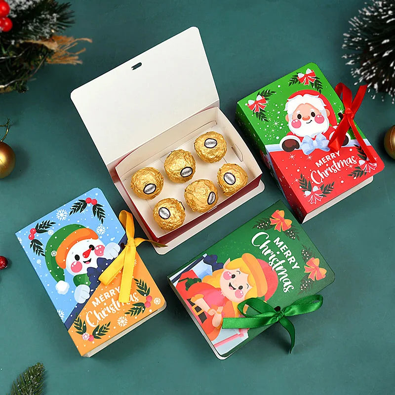 5-Pack Book-Shaped Christmas Candy Gift Boxes | Santa Party Holiday Gift Boxes Babs