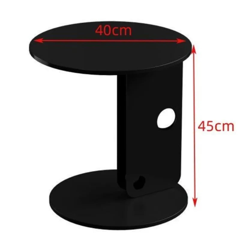 Modern Round Coffee Table – Rock Slab Top & Steel Frame Round Coffee Table Babs Black-40CM