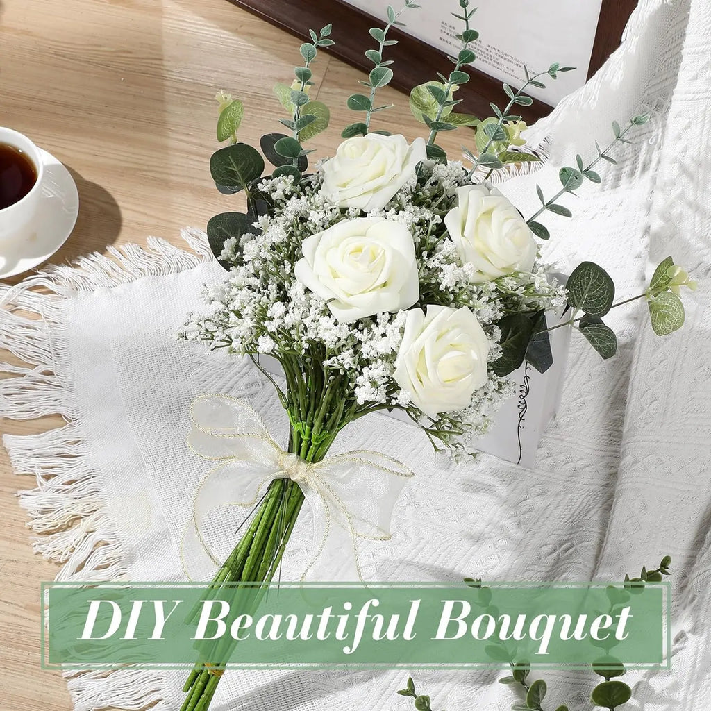 30-Piece Artificial Eucalyptus Baby's Breath Silk Flower Set Artificial Flower Set Babs