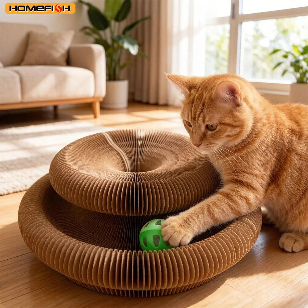Round Double Tier Corrugated Cat Scratcher Board & Post Cat Scratch Board Babs