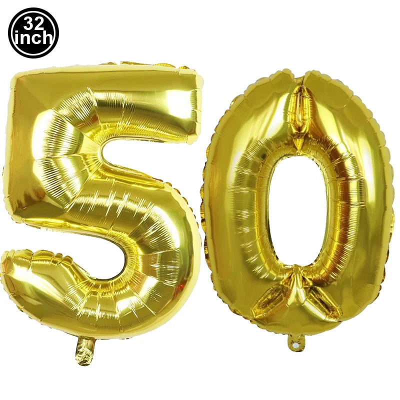 50th Birthday Party Tableware Set – Black & Gold