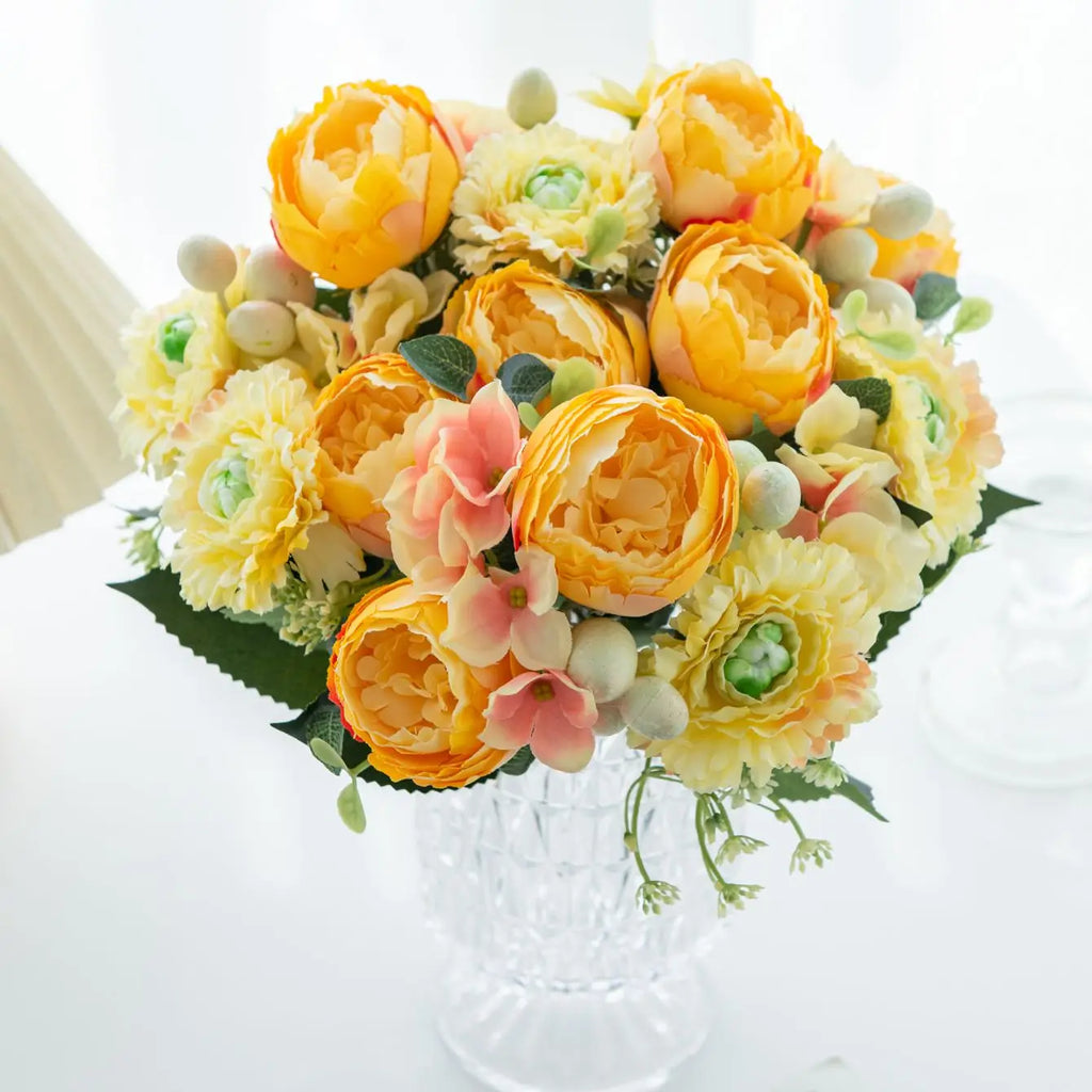 Artificial Silk Rose & Hydrangea Bouquet | Wedding Home Decor Artificial Flower Bouquet Babs