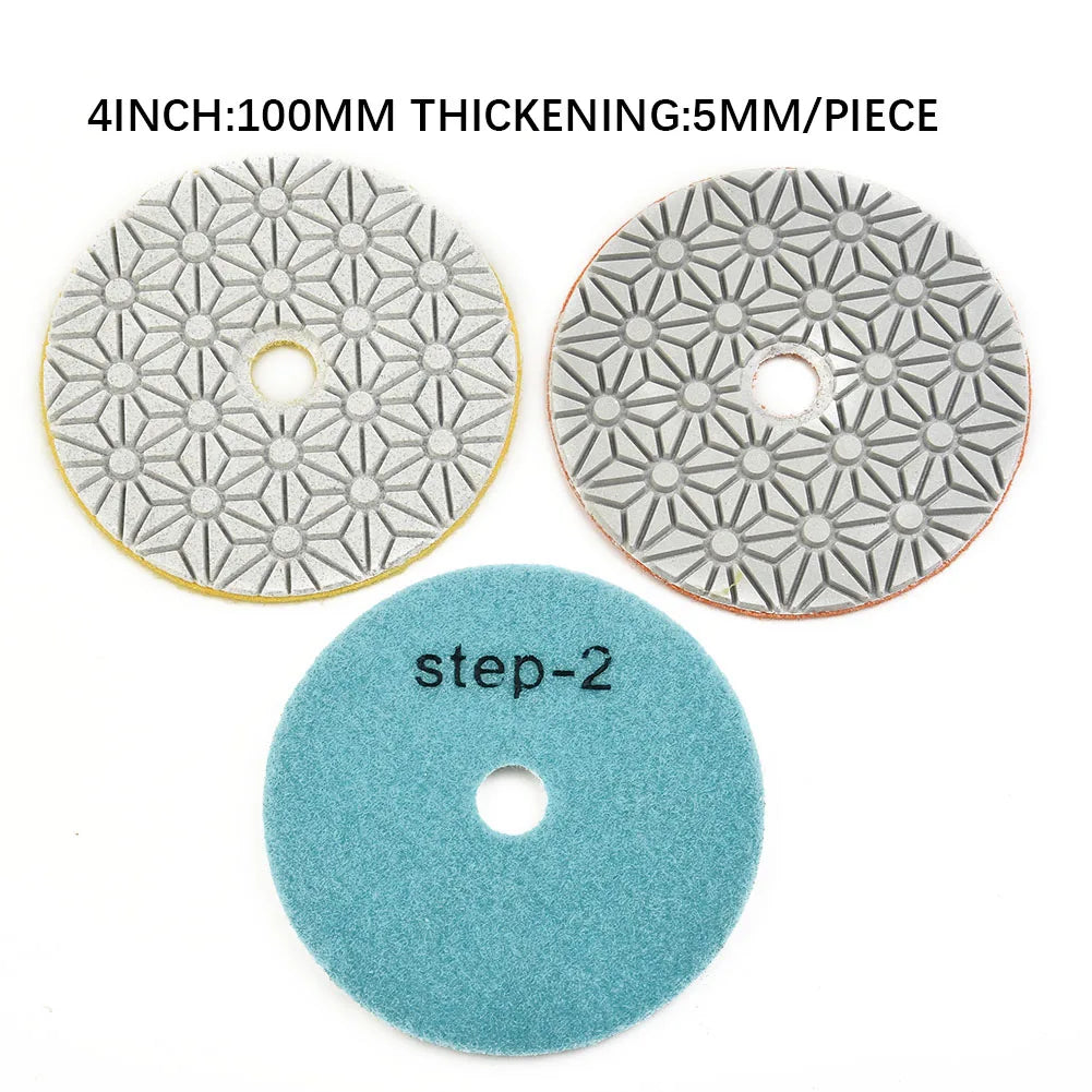 3-Step 4" Emery Polishing Pads – Granite, Marble & Stone (3 Pcs) Stone Polishing Pads Babs