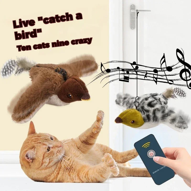RC Electric Bird Cat Toy – Flapping Plush, Rechargeable Interactive Cat Toy Babs
