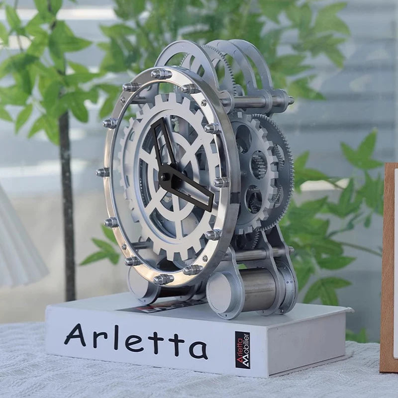 Nordic Rotating Gear Table Clock – 14" Metal Desk Decor Decorative Desk Clock Babs
