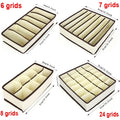 Fabric Grid Storage Box – Underwear, Bra & Sock Organizer Drawer Storage Organizer Babs Beige 7 grids