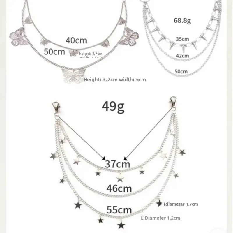 Punk Multi-Layer Waist Chain Hip Hop Star Pant Chain Belt Chain Waist Belt Babs