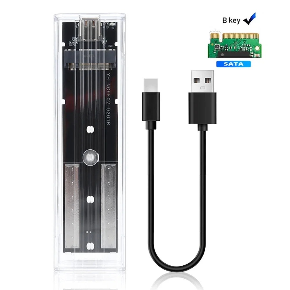 M.2 NVMe & SATA SSD Enclosure – USB-C 10Gbps Clear Hard Drive Case SSD Enclosure Babs 5Gbps NGFF Protocol