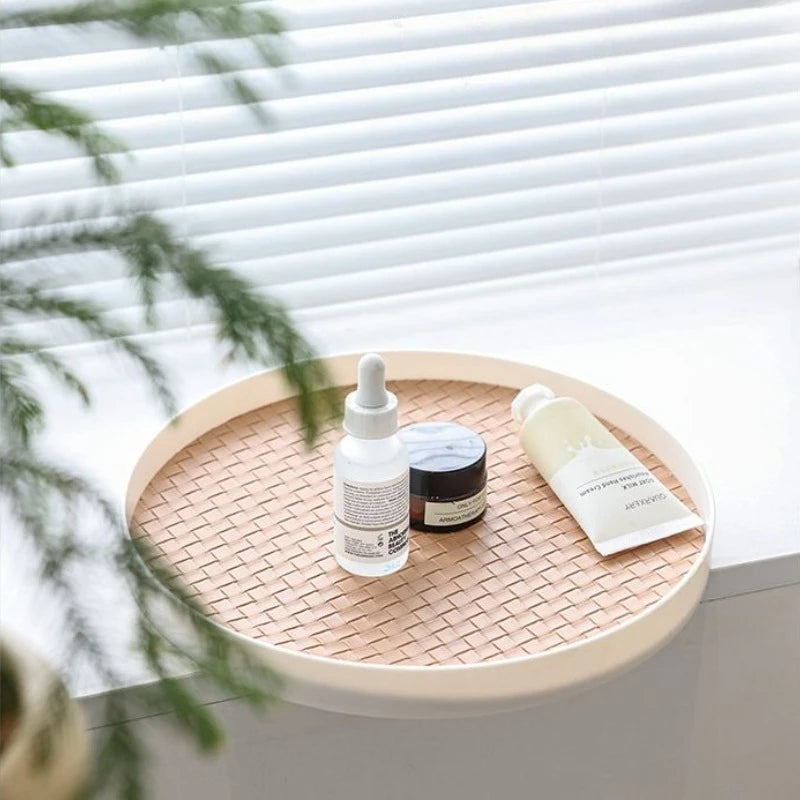 Nordic Round Leather Storage Tray | Modern Home Organizer Decorative Storage Tray Babs