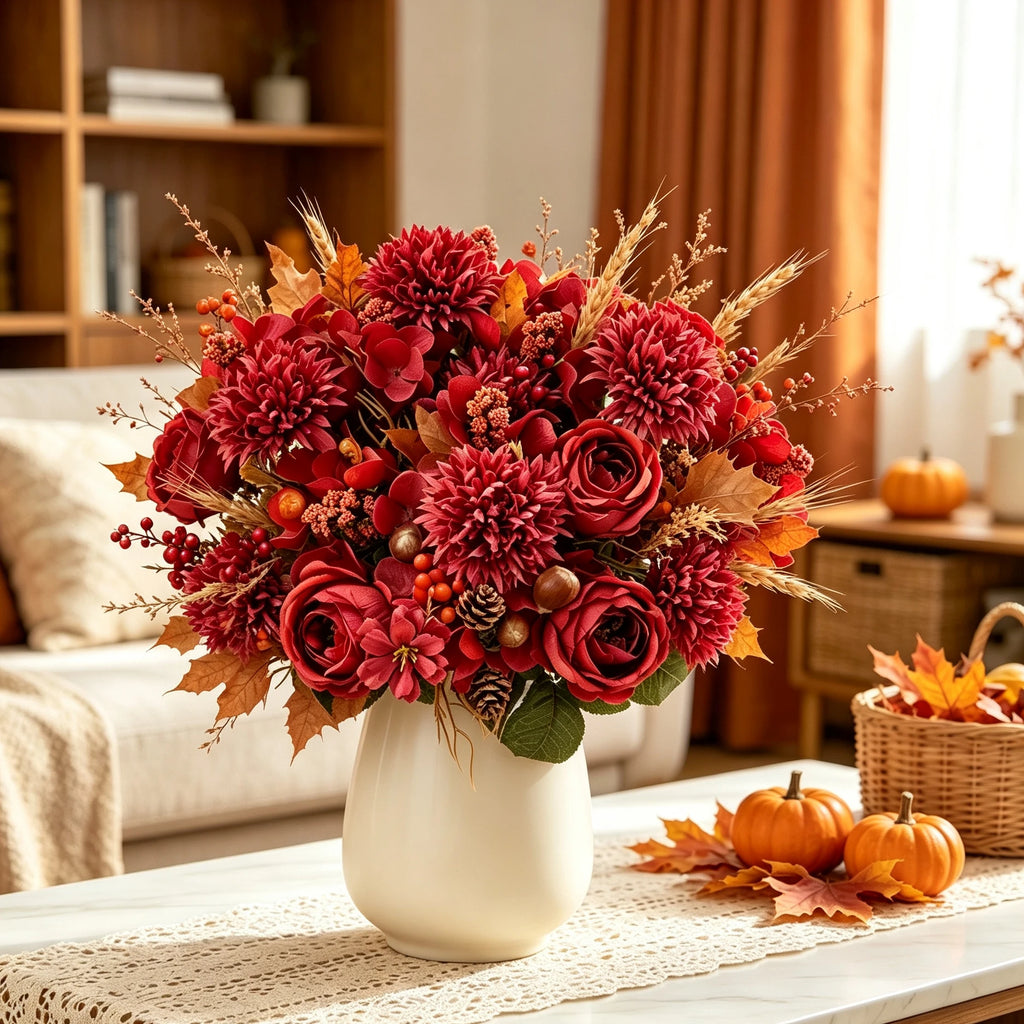 6-Piece Artificial Silk Rose & Peony Bouquet – Wedding & Home Décor Artificial Flower Bouquet Babs