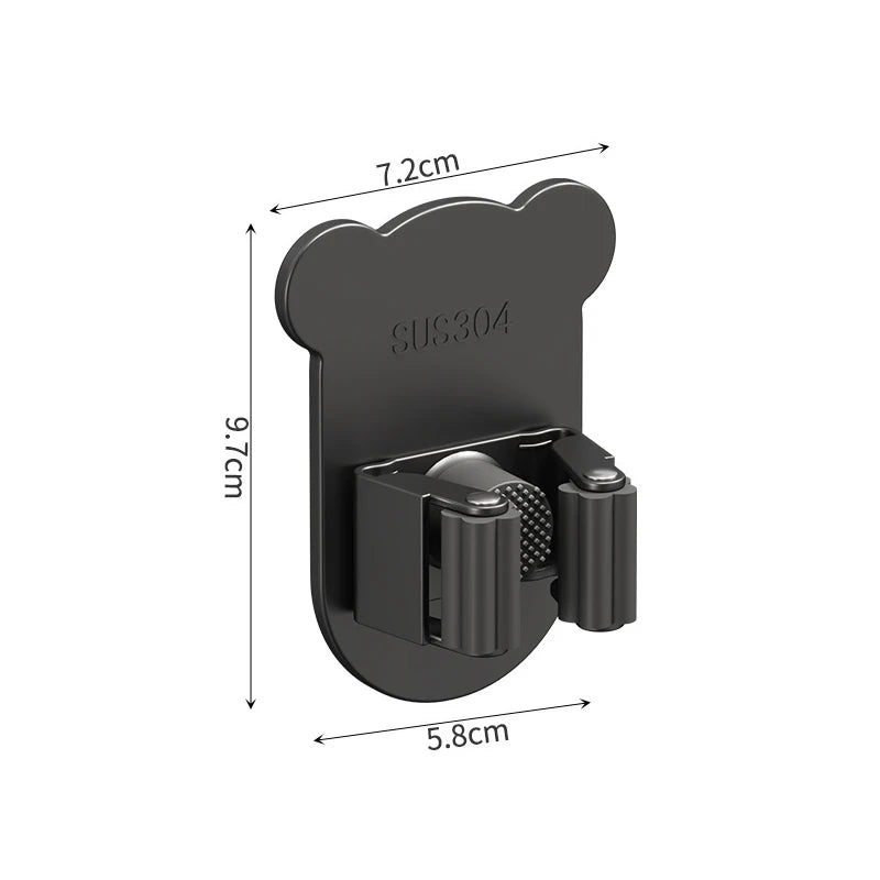 Wall Mounted Mop & Broom Holder – Stainless Steel Rack Mop Broom Holder Babs Black