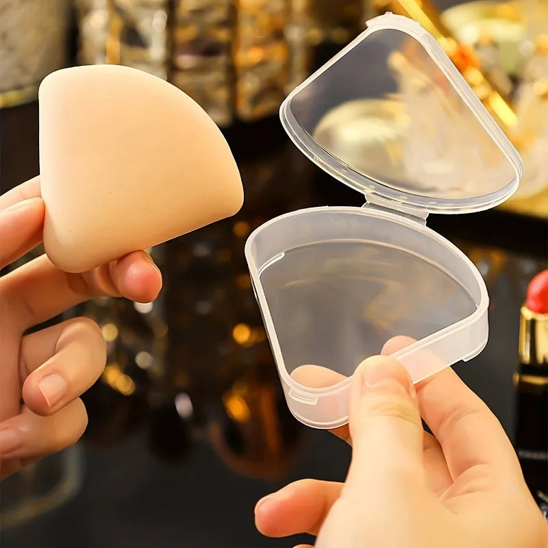 Triangle Powder Puff Storage Case – Dustproof, Transparent (5/10pc) Cosmetic Storage Case Babs