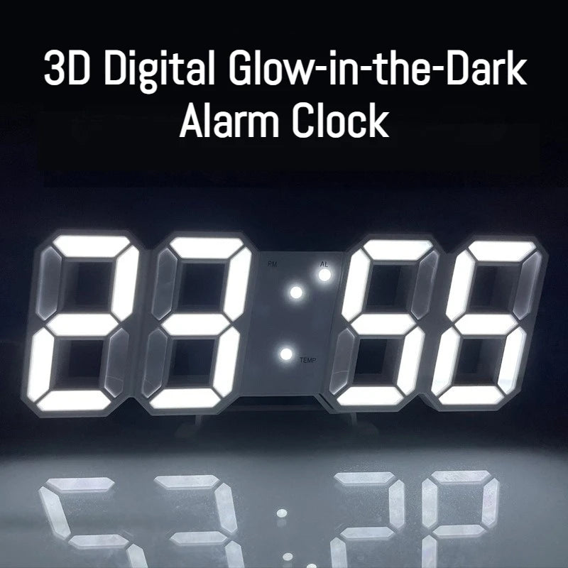 3D LED Digital Alarm Clock – Bedside, Wall & Glow Display LED Alarm Clock Babs